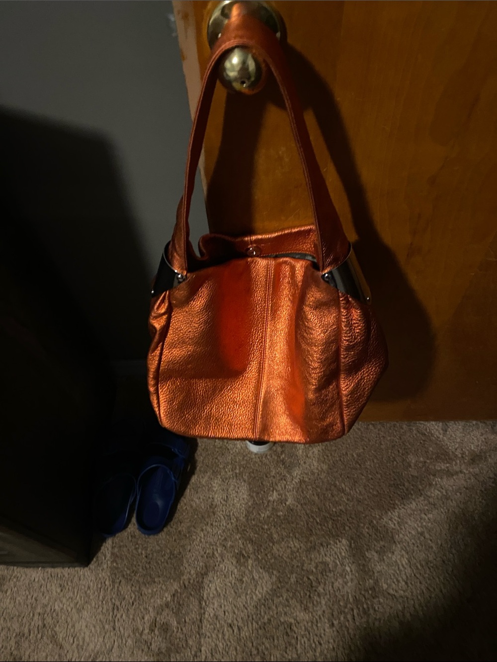 Vince Camuto Metallic Copper Leather Shoulder Bag